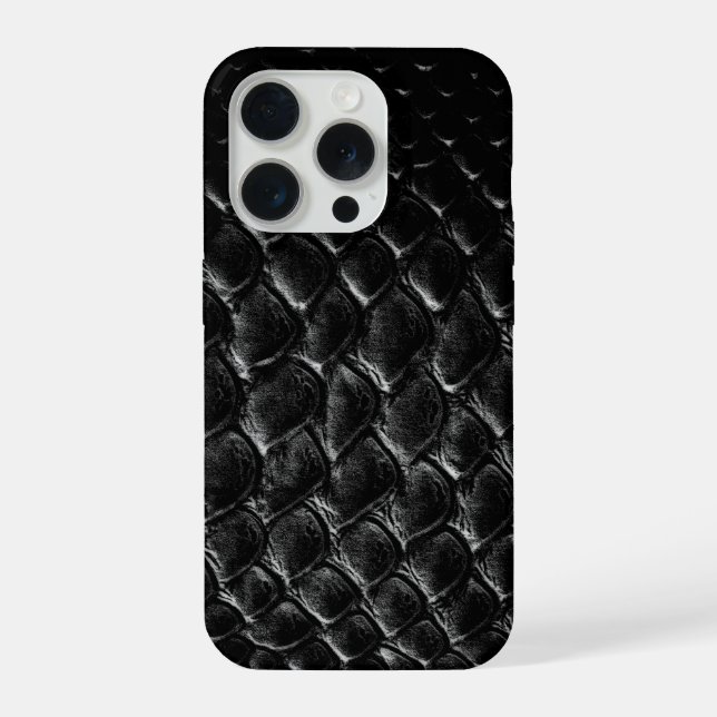 Coque iPhone Crocodile Noir Moderne (Verso)