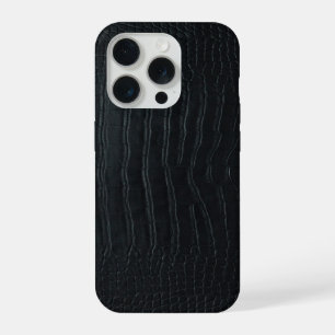 Coque iPhone 15 Pro Crocodile Noir Moderne