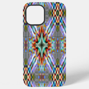 Coque iPhone 12 Pro Max Croisement de lignes et taches orange générant des