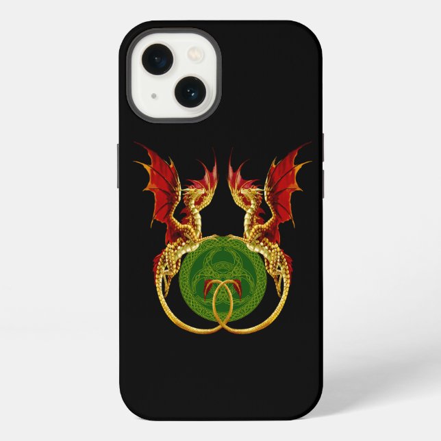 Coque iPhone Croissant de lune celtique et dragons (Verso)