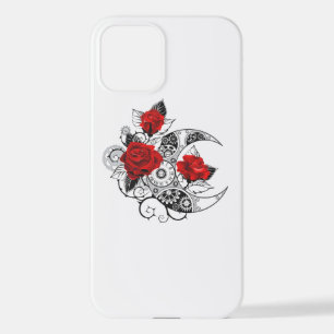 Coque iPhone 12 Croissant mécanique avec roses rouges