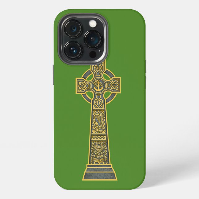 Coque iPhone Croix celtique avec Harpe (Dos)