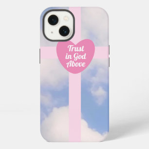 Etui iPhone 13 Croix de confiance en Dieu dans un ciel bleu Inspi