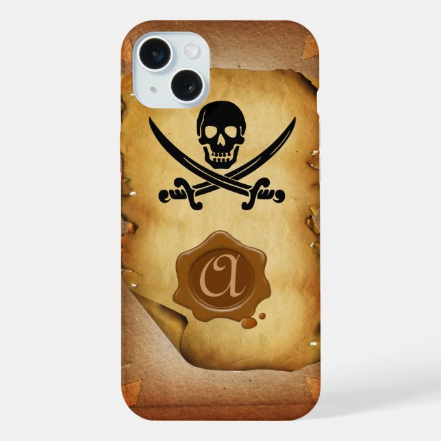 Coque iPhone CROIX DE CRÂNES SCEPTRES  Monogramme sceau de cire (Verso)