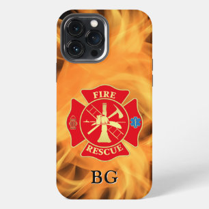Etui iPhone 13 Pro Max Croix de Malte de pompier Sauvetage incendie Flamm