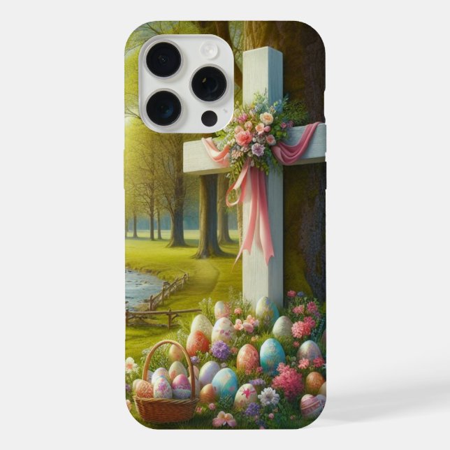 Coque iPhone croix de Pâques avec des œufs (Verso)