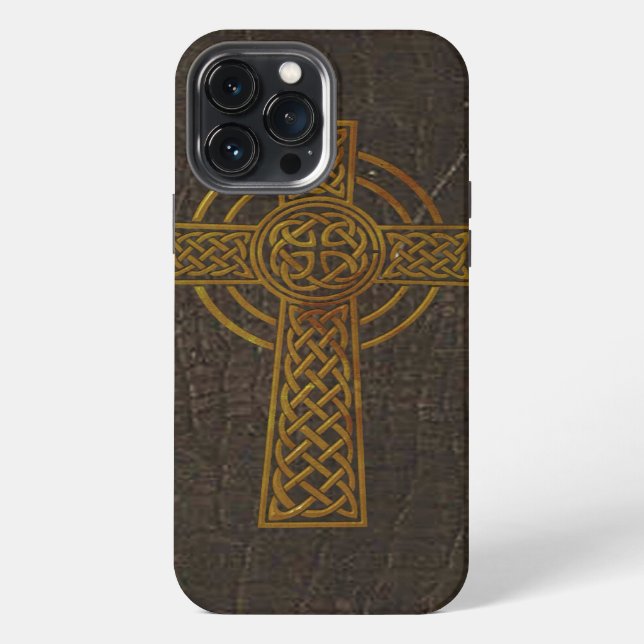 Coque iPhone Croix d'impression en cuir ancien (Verso)