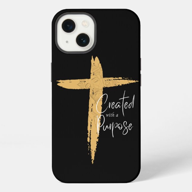 Coque iPhone Croix dorée avec Jésus Créé avec un but  (Verso)