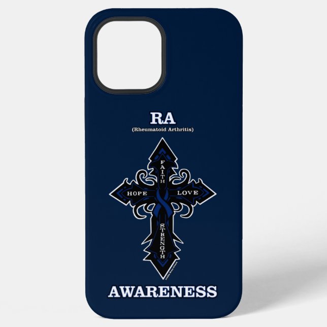 Coque iPhone Croix/Sensibilisation...Polyarthrite rhumatoïde (Verso)