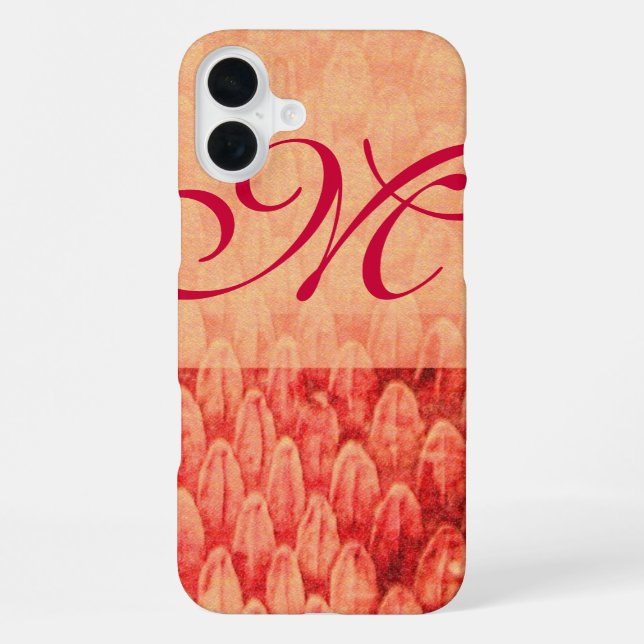 Coque iPhone CROTALUS MONOGRAM rouge rose fuchsia (Verso)