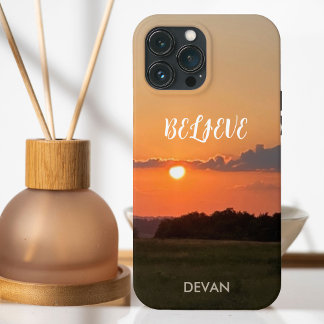 Etui iPhone 13 Pro Max Croyez, Beau coucher de soleil serein