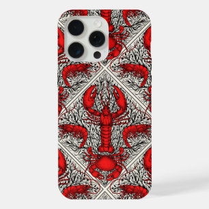 Coque iPhone 15 Pro Max Crustacé en rouge, noir et ivoire