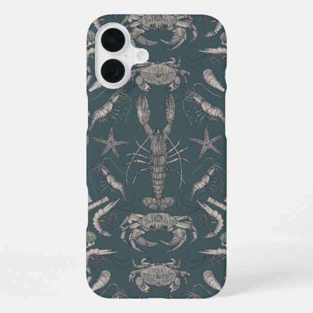 Coque iPhone crustacés de cornwall damas foncé apatite (Verso)