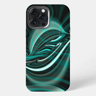 Etui iPhone 13 Pro Max Crystalline sur les courbes cyanes vert foncé et o