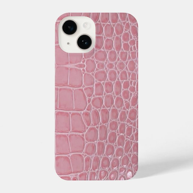 Coque iPhone Cuir de Crocodile Rose Esthétique (Verso)