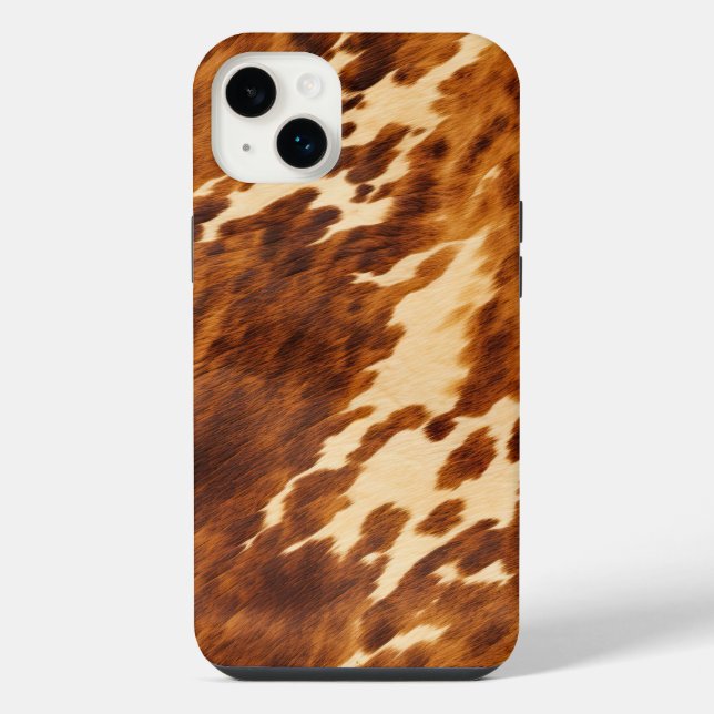 Coque iPhone Cuir de vache marron (Verso)