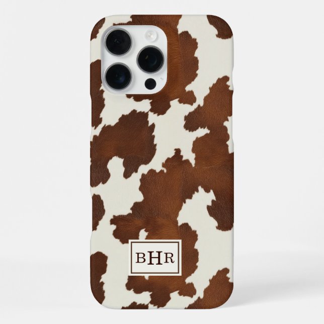 Coque iPhone Cuir de vache marron monogrammé (Verso)