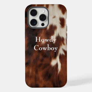 Coque iPhone 15 Pro Max Cuir de vache occidental crème marron