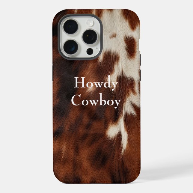Coque iPhone Cuir de vache occidental crème marron (Verso)
