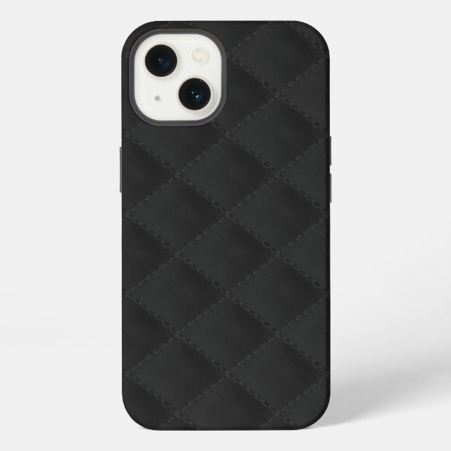 Coque iPhone Cuir matelassé noir (Verso)