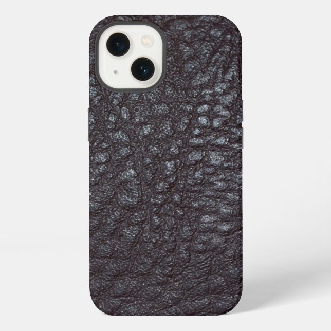Coque iPhone Cuir Noir Texturé Usé Vintage (Verso)