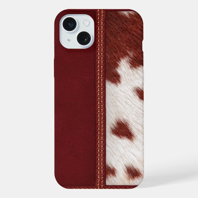 Coque iPhone Cuir occidental rustique simulé et cuir de vache (Verso)