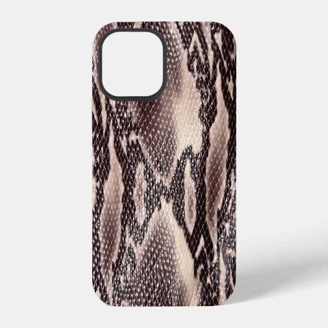Coque iPhone Cuir serpent : texture brune transparente (Verso)