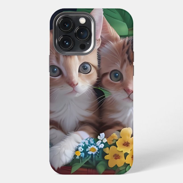 Coque iPhone Cuisinement Cute Kittens dans un panier à fleurs (Verso)