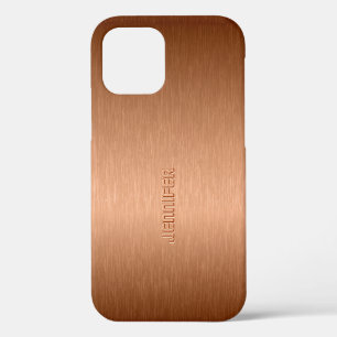 Coque iPhone 12 Cuivre Brown métallique brossé aluminium Coque-M