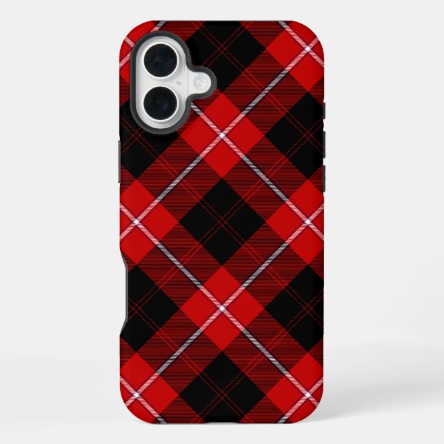 Coque iPhone Cunningham Tartan Rouge Noir Carreaux (Verso)