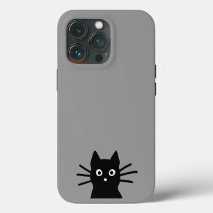 Etui iPhone 13 Pro Curieux Peeking Black Kitty Chat Cool Amoureux des