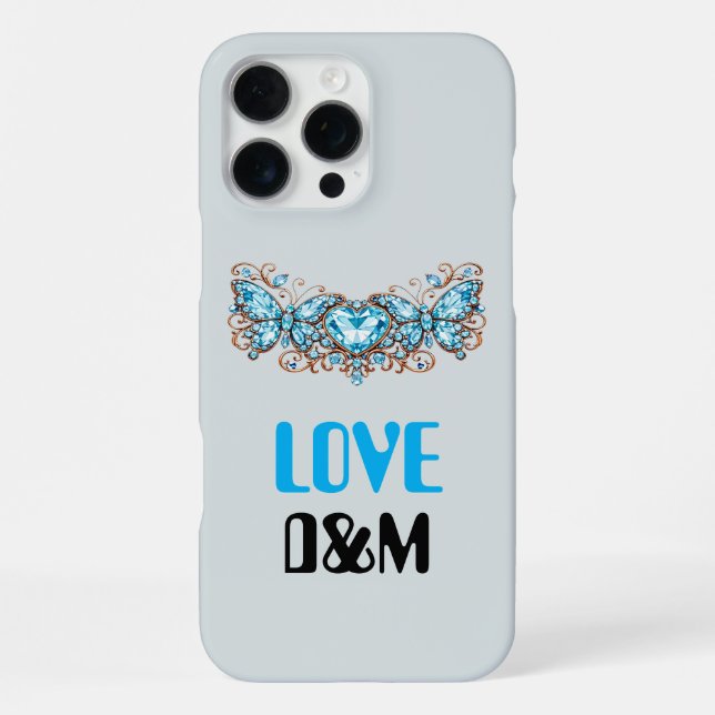 Coque iPhone Custom Blue Butterflies Love Valentine Day Gift (Verso)
