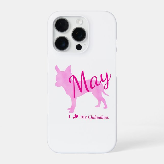 Coque iPhone Custom Chihuahua Phone Case  Pstel Pink Silhouette (Verso)