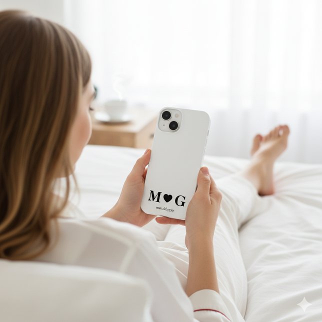 Coque iPhone Custom Couples Monogram Heart Mark (Custom Couples Monogram Heart Mark iPhone 14 Case)