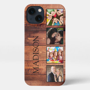 Etui iPhone 13 Custom Family Photo Collage Reclaimed Wood