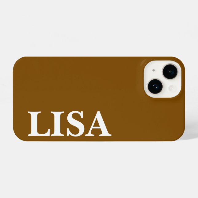 COQUE iPhone CUSTOM NAME STYLISH MODERN MINIMAL MONOGRAM BROWN (Verso Horizontal)
