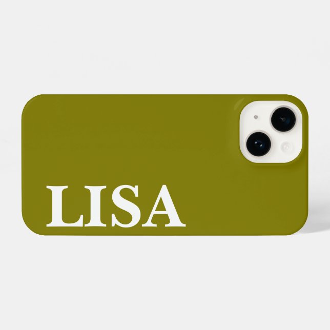 COQUE iPhone CUSTOM NAME STYLISH MODERN MINIMAL MONOGRAM OLIVE (Verso Horizontal)