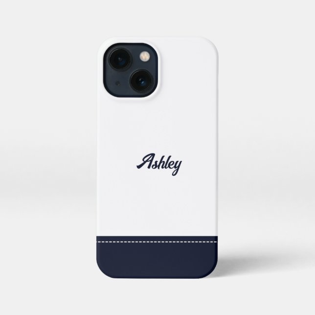 Coque iPhone Custom navy white personalized preppy stylish chic (Verso)