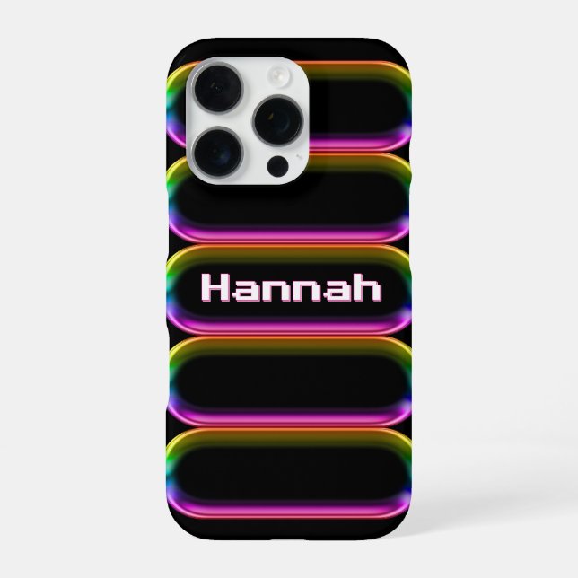 Coque iPhone Custom Neon Glass Name Retro Glow 80s (Verso)