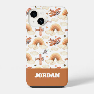 Coque Pour iPhone 14 Cute aquarelle Rainbow Motif d'avion