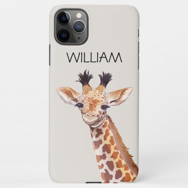 Coque iPhone Cute Baby Giraffe Nom personnalisé  (Dos)