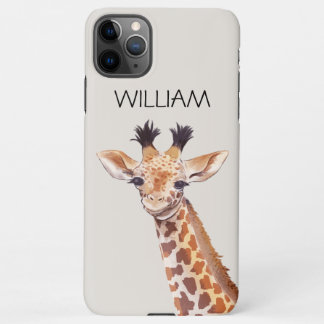 Coque iPhone 11Pro Max Cute Baby Giraffe Nom personnalisé