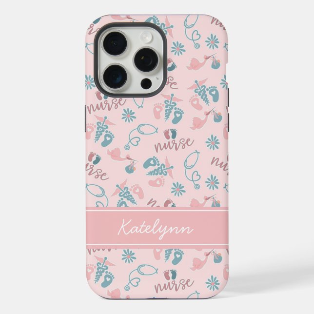 Coque iPhone Cute Baby Nurse Phone Case | Personalized Name (Verso)