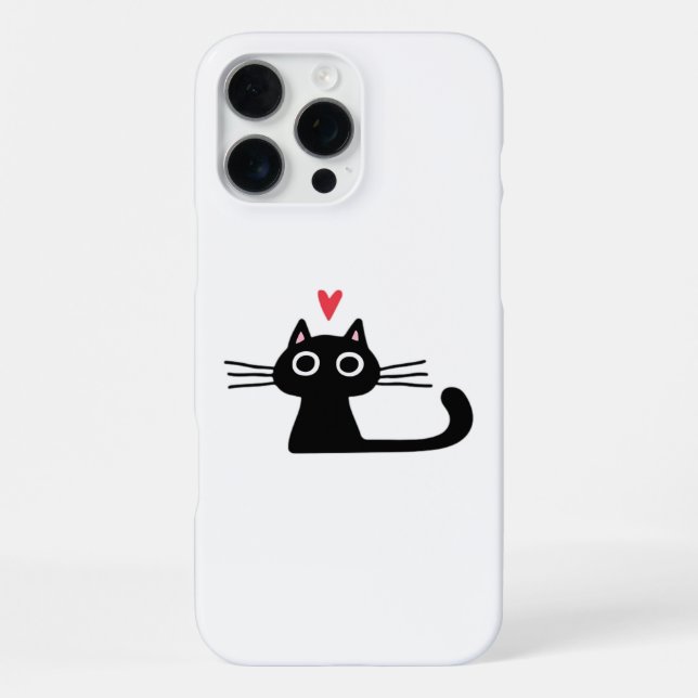 Coque iPhone Cute Black Cat with Heart  Kitten Valentine Classi (Verso)