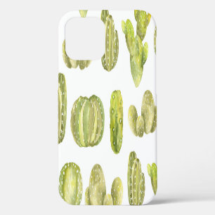 Coque iPhone 12 Cute Cactus, Aquarelle Décor Sans Couleur.