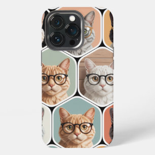 Etui iPhone 13 Pro Cute Cat Faces with Glasses