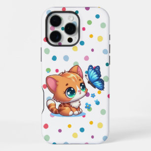 Coque iPhone 16 Pro Max Cute chaton/chat et papillon
