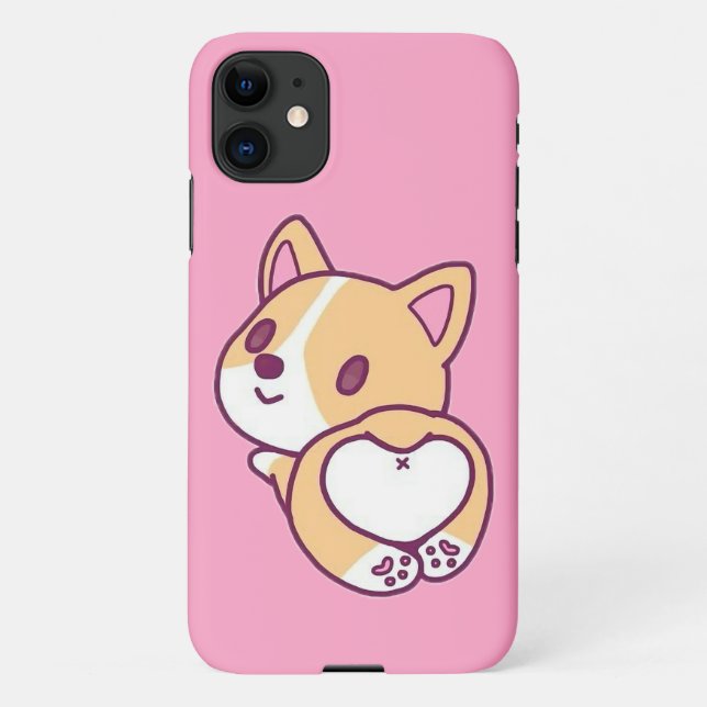 Coque iPhone Cute Corgi Puppy Love (Dos)