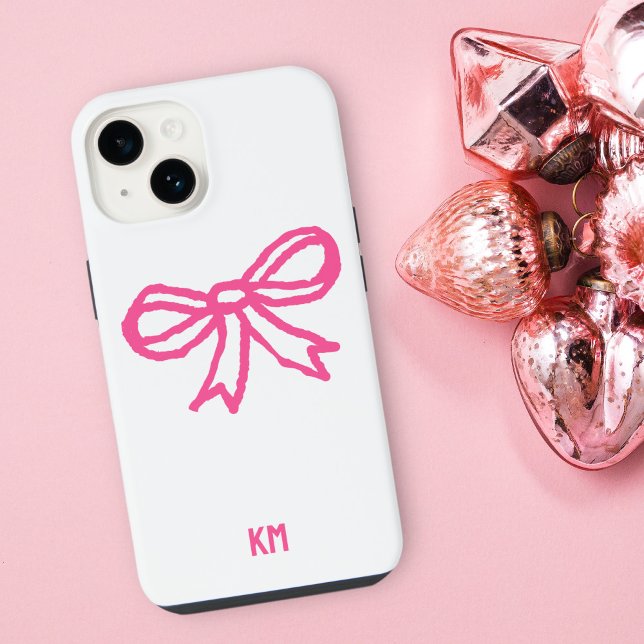 Coque iPhone Cute Cottage Ruban Monogram Cravate Bow Simple fil (Créateur téléchargé)