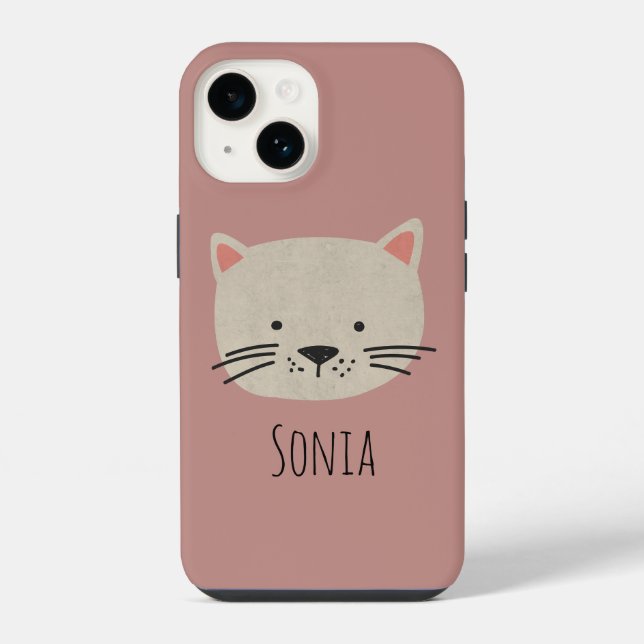 Coque iPhone Cute face de chat Whimsical (Verso)